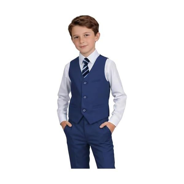 Boys Suit Kids Formal Easter Outfit Wedding Ring Bearer Suits for Boys Dress Vest Pants Set with Shirt and Tie