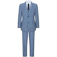 Boys 3 Piece Wool Suit Light Blue Tweed Vintage 1920s Classic 4 Pocket Waistcoat