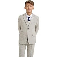 Boys Wool Herringbone Tweed Suit 3-Piece Vintage Formal Outfit for Wedding Party