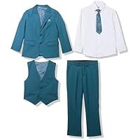 Boys' Boys' Slim-fit Solid Suit Ensemble with Shirt and Tie