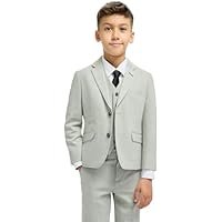 SIRRI Men’s Boys Textured Suit, 3-Piece Slim Fit, Smart-Casual & Formal Attire - 图片 4