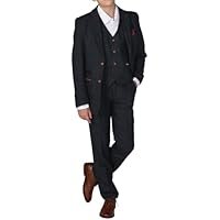 TruClothing Boys 3 Piece Navy Tweed Check Suit