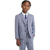 SIRRI Men’s Boys Textured Suit, 3-Piece Slim Fit, Smart-Casual & Formal Attire