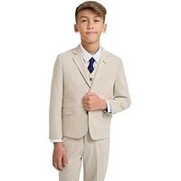 SIRRI Men’s Boys Textured Suit, 3-Piece Slim Fit, Smart-Casual & Formal Attire - 图片 2
