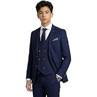 Men’s & Boys Glen Check 3-Piece Suit Tweed-Like Tailored Fit Father & Son Wedding Outfit