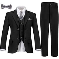 Boys Suit Kids Tuxedo Suits for Boys Formal Blazer Suit Set Easter Wedding Outfit with Tie and Pocket Square - 图片 3