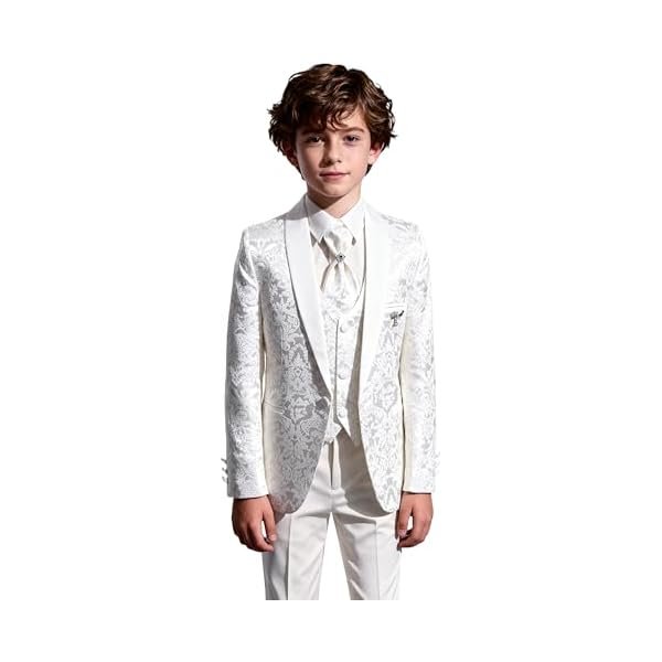 SIRRI Boys Patterned Communion Tuxedo Suit 5 PC Set Wedding Dinner Prom Age 1-16