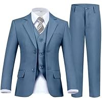 Boy's Suit Formal Slim Fit 5 Pieces Suit Set Blazer Vest Pants with Adjustable Waist Shirt with Tie - 图片 5