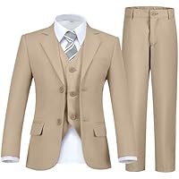 Boy's Suit Formal Slim Fit 5 Pieces Suit Set Blazer Vest Pants with Adjustable Waist Shirt with Tie - 图片 2