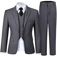 Boy's Suit Formal Slim Fit 5 Pieces Suit Set Blazer Vest Pants with Adjustable Waist Shirt with Tie - 图片 4