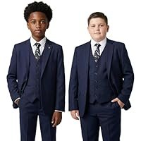 Boys Tailored Fit Suit 5 PC Wedding Party Outfit Regular & Generous Husky Sizes