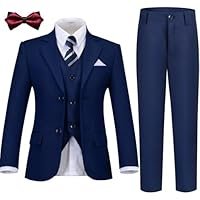 Boys Suit Kids Tuxedo Suits for Boys Formal Blazer Suit Set Easter Wedding Outfit with Tie and Pocket Square - 图片 2