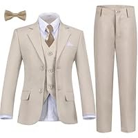 Boys Suit Kids Tuxedo Suits for Boys Formal Blazer Suit Set Easter Wedding Outfit with Tie and Pocket Square - 图片 4