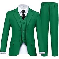 Boy's Suit Formal Slim Fit 5 Pieces Suit Set Blazer Vest Pants with Adjustable Waist Shirt with Tie - 图片 3