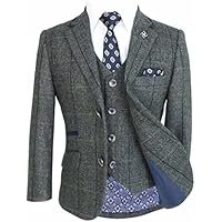 Boys Wool Blend Suit Herringbone Check Tweed Set